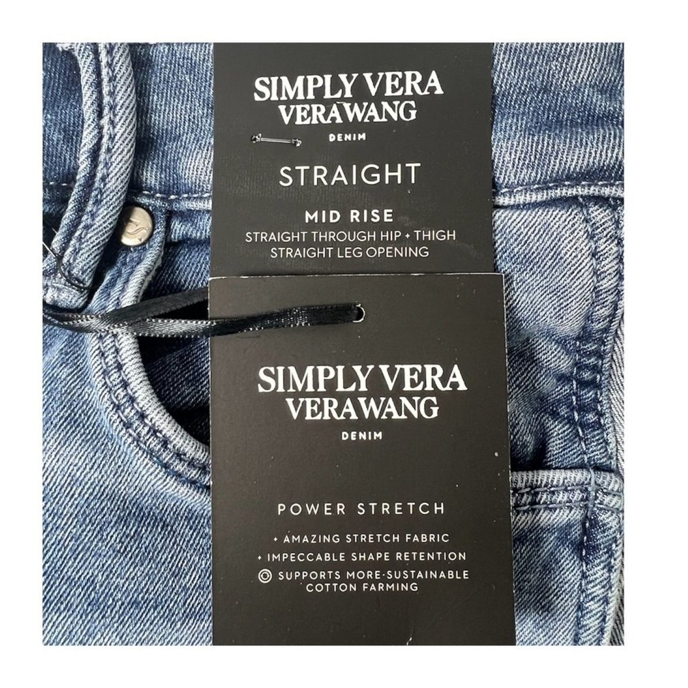 SOLD Simply Vera Vera Wang Womens Mid Rise Side Stripe Relax Straight Jeans Sz - Picture 6 of 12